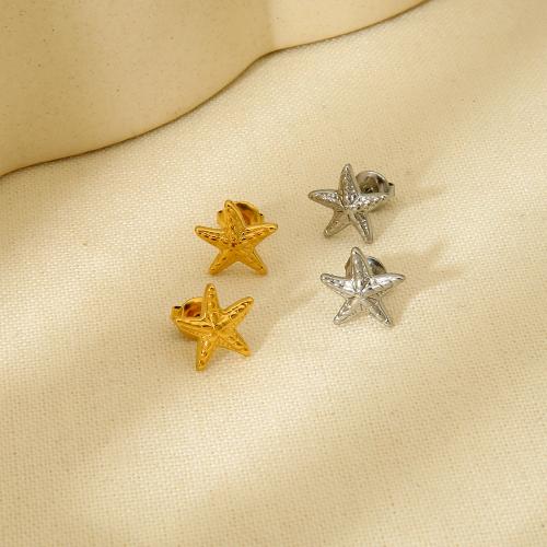 Stainless Steel Stud Earrings, 304 Stainless Steel, Starfish, fashion jewelry & for woman, more colors for choice, 12mm, Sold By Pair