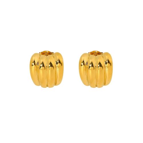 Stainless Steel Stud Earrings, 304 Stainless Steel, 18K gold plated, fashion jewelry & for woman, golden, 14mm, Sold By Pair