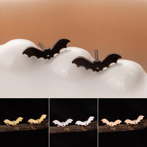 Stainless Steel Stud Earrings 304 Stainless Steel Bat Vacuum Ion Plating fashion jewelry & for woman Sold By Pair