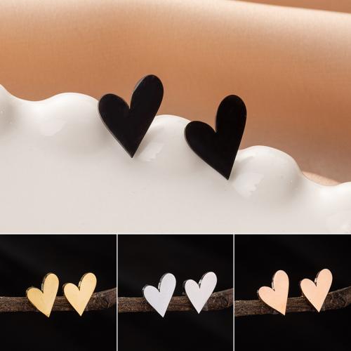 Stainless Steel Stud Earrings 304 Stainless Steel Heart Vacuum Ion Plating fashion jewelry & for woman Sold By Pair