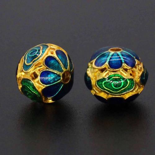 Tibetan Style Jewelry Beads, gold color plated, DIY & enamel, more colors for choice, nickel, lead & cadmium free, 10.55mm, Hole:Approx 1.5mm, Sold By PC