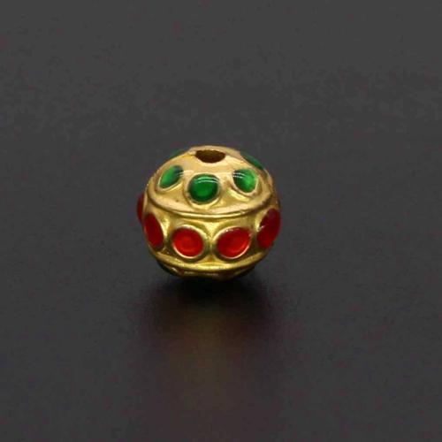 Zinc Alloy Jewelry Beads gold color plated DIY & enamel nickel lead & cadmium free 7.70mm Approx 1.5mm Sold By PC