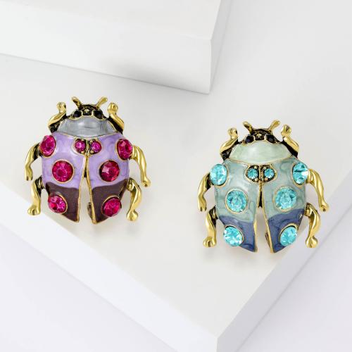 Tibetan Style Brooches, Insect, gold color plated, for woman & enamel & with rhinestone, more colors for choice, nickel, lead & cadmium free, 30x29mm, Sold By PC