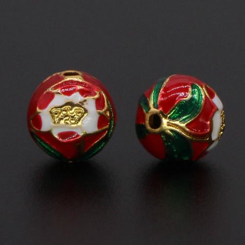 Brass Jewelry Beads gold color plated DIY & enamel nickel lead & cadmium free 9.64mm Approx 1.5mm Sold By PC