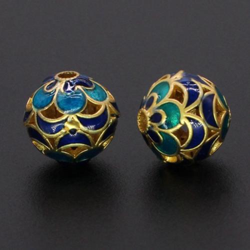 Brass Jewelry Beads gold color plated DIY & enamel nickel lead & cadmium free 10mm Approx 1.5mm Sold By PC