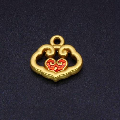 Tibetan Style Enamel Pendants, gold color plated, DIY, nickel, lead & cadmium free, 13.49x13mm, Sold By PC