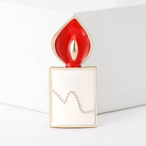 Tibetan Style Brooches, Candle, gold color plated, for woman & enamel, nickel, lead & cadmium free, 16x28mm, Sold By PC