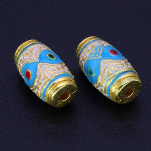 Tibetan Style Jewelry Beads, gold color plated, DIY & enamel, more colors for choice, nickel, lead & cadmium free, 13.96x8.54mm, Hole:Approx 1.8mm, Sold By PC