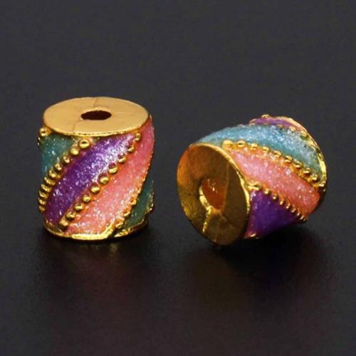 Tibetan Style Jewelry Beads, Column, gold color plated, DIY & enamel, more colors for choice, nickel, lead & cadmium free, 7.79x7.60mm, Hole:Approx 2mm, Sold By PC