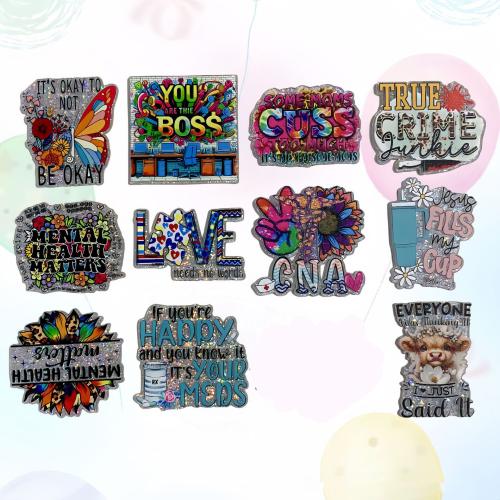 Acrylic DIY Cartoon Patch, printing, different size for choice, more colors for choice, about:30-50mm, Approx 30PCs/Bag, Sold By Bag