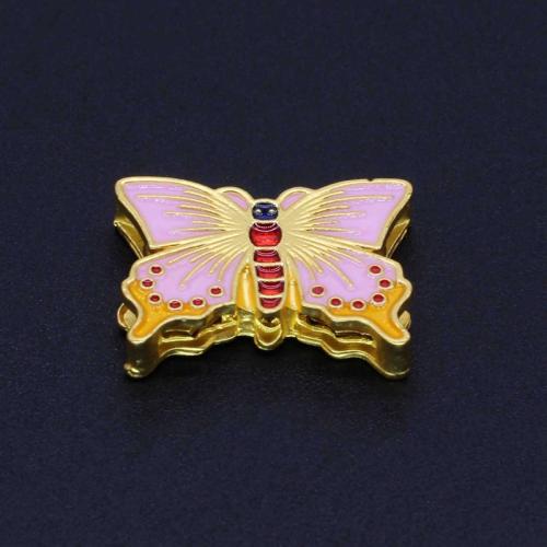 Zinc Alloy Animal Beads Butterfly gold color plated DIY & enamel nickel lead & cadmium free Approx 1.5mm Sold By PC