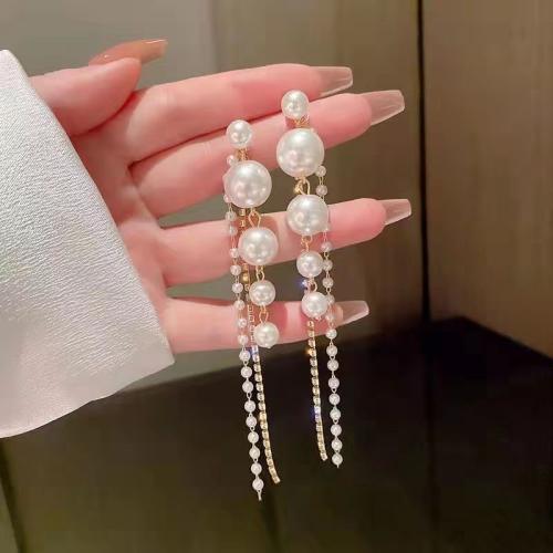 Zinc Alloy Drop Earrings with Plastic Pearl plated fashion jewelry nickel lead & cadmium free Sold By Pair