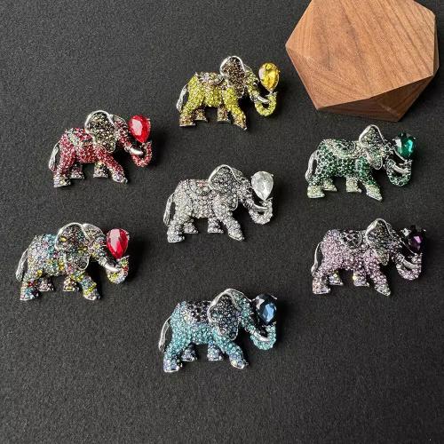 Zinc Alloy Brooches Elephant plated fashion jewelry & with rhinestone nickel lead & cadmium free Sold By PC