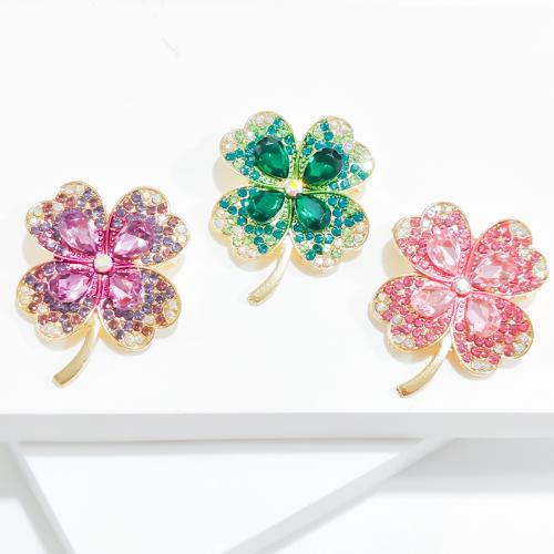 Zinc Alloy Brooches Grass plated fashion jewelry & with rhinestone nickel lead & cadmium free Sold By PC