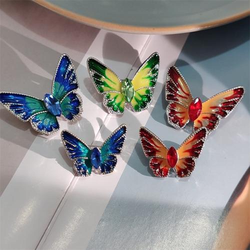 Tibetan Style Brooches, Butterfly, plated, fashion jewelry & different size for choice & enamel & with rhinestone, more colors for choice, nickel, lead & cadmium free, Sold By PC