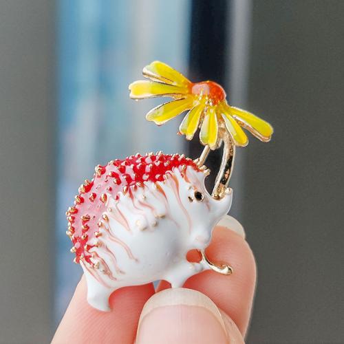 Tibetan Style Brooches, Hedgehog, plated, fashion jewelry & enamel, more colors for choice, nickel, lead & cadmium free, 37x32mm, Sold By PC