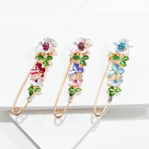 Tibetan Style Safety Pin, Bird, plated, fashion jewelry & enamel & with rhinestone, more colors for choice, nickel, lead & cadmium free, 72x15mm, Sold By PC