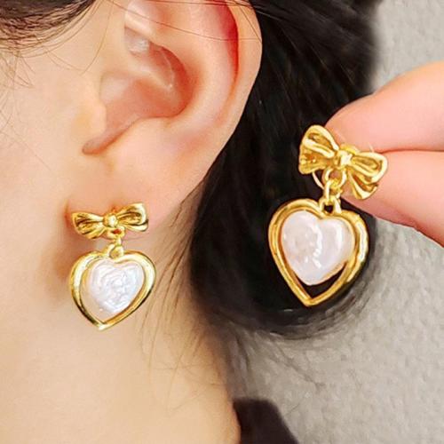 Tibetan Style Drop Earrings, with Plastic Pearl, plated, fashion jewelry & different designs for choice, golden, nickel, lead & cadmium free, Sold By Pair