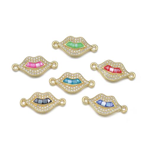 Cubic Zirconia Micro Pave Brass Connector, with Shell, plated, DIY & micro pave cubic zirconia & enamel, more colors for choice, Sold By PC