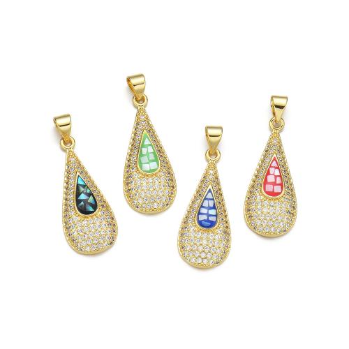 Cubic Zirconia Micro Pave Brass Pendant, with Shell, plated, DIY & micro pave cubic zirconia & enamel, more colors for choice, Sold By PC