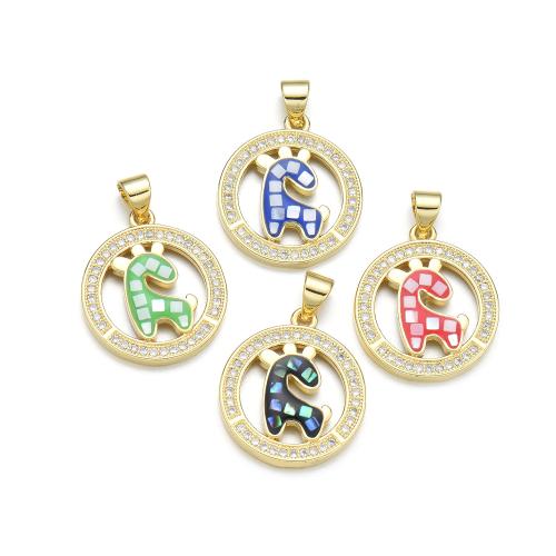 Cubic Zirconia Micro Pave Brass Pendant, with Shell, plated, DIY & micro pave cubic zirconia & enamel, more colors for choice, Sold By PC