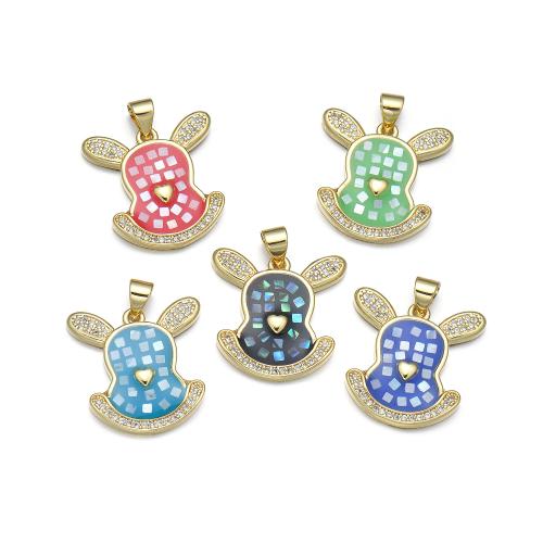 Cubic Zirconia Micro Pave Brass Pendant, with Shell, plated, DIY & micro pave cubic zirconia & enamel, more colors for choice, Sold By PC