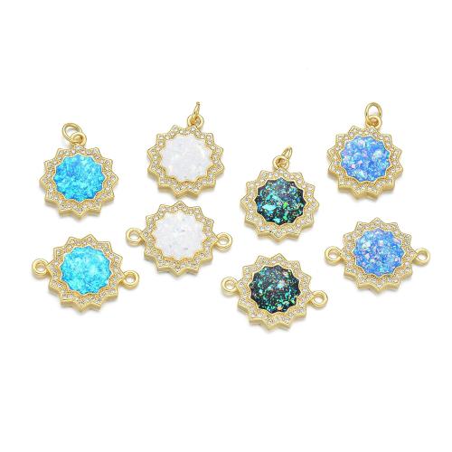 Cubic Zirconia Micro Pave Brass Pendant, with Opal, plated, DIY & different styles for choice & micro pave cubic zirconia, more colors for choice, Sold By PC