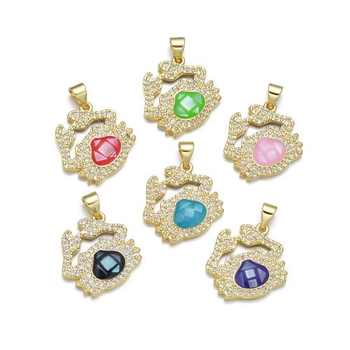 Cubic Zirconia Micro Pave Brass Pendant, with Shell, Crab, plated, DIY & micro pave cubic zirconia & enamel, more colors for choice, Sold By PC