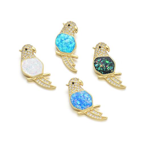 Cubic Zirconia Micro Pave Brass Pendant, with Opal, Bird, plated, DIY & micro pave cubic zirconia, more colors for choice, Sold By PC