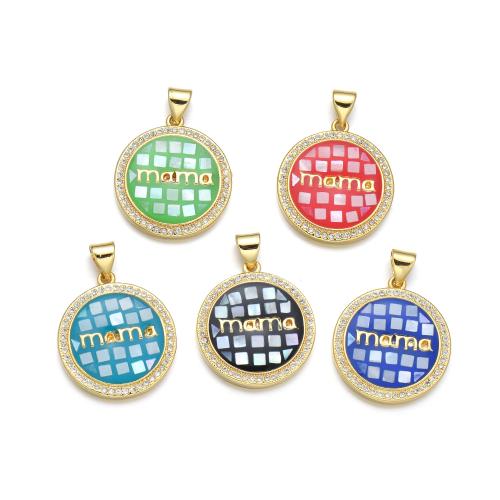 Cubic Zirconia Micro Pave Brass Pendant, with Shell, plated, DIY & micro pave cubic zirconia & enamel, more colors for choice, Sold By PC