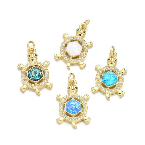 Cubic Zirconia Micro Pave Brass Pendant, with Opal, plated, DIY & micro pave cubic zirconia, more colors for choice, Sold By PC