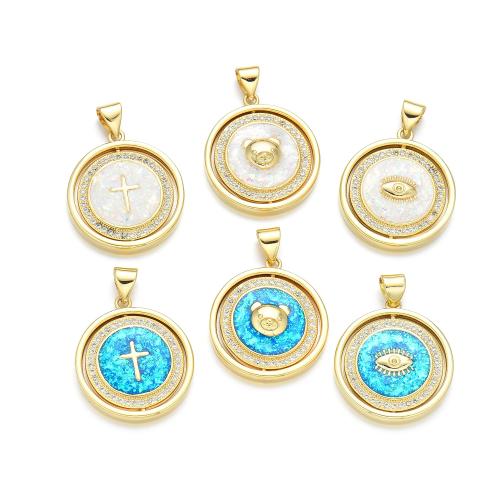 Cubic Zirconia Micro Pave Brass Pendant, with Opal, plated, DIY & different styles for choice & micro pave cubic zirconia, more colors for choice, Sold By PC