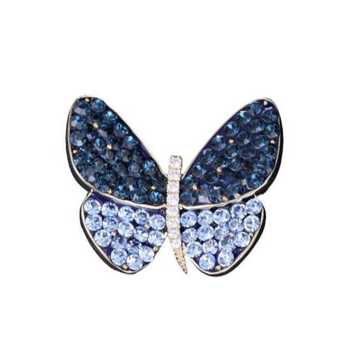 Broches en alliage de zinc, Placage, pour femme & avec strass, doré, 31x36mm, Vendu par PC