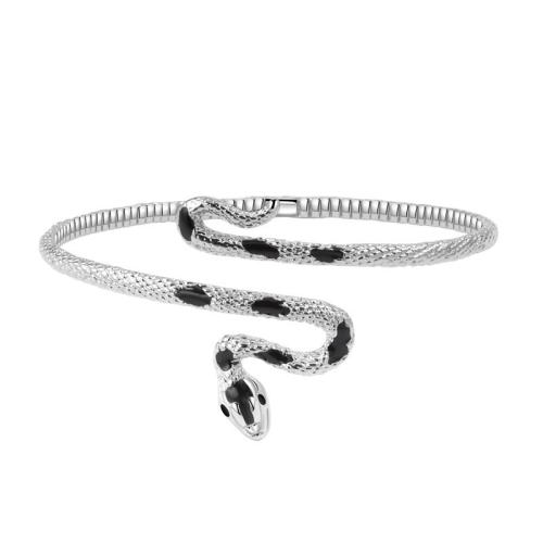 Brass Bracelet & Bangle, plated, for woman & enamel, platinum color, Inner Diameter:Approx 60mm, Sold By PC