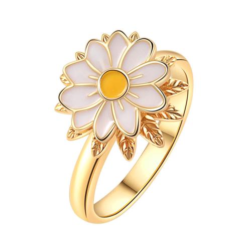 Brass Finger Ring, plated, for woman & enamel, golden, Sold By PC