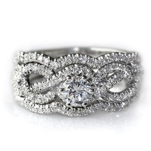 Brass Finger Ring platinum plated & micro pave cubic zirconia & for woman & hollow US Ring Sold By PC