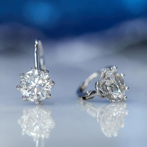 Brass Lever Back Earring, Geometrical Pattern, platinum plated, micro pave cubic zirconia & for woman, 17mm, Sold By Pair