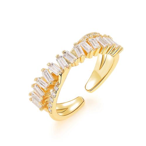 metal Anillo de dedo Cuff, Patrón Geométrico, chapado, micro arcilla de zirconia cúbica & para mujer, más colores para la opción, tamaño:6-8, Vendido por UD