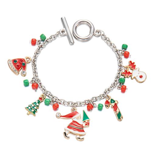 aleación de zinc Pulsera, Diseño de Navidad & Joyería & diferentes estilos para la opción & para mujer, más colores para la opción, longitud:aproximado 16 cm, Vendido por UD