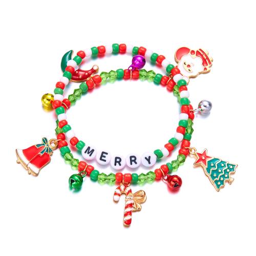 Acrylic Bracelet with Seedbead & Zinc Alloy handmade Christmas Design & fashion jewelry & for woman multi-colored Length Approx 18 cm Sold By PC