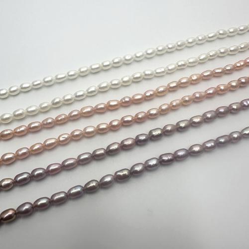 Perlas Arroz Freshwater, Perlas cultivadas de agua dulce, Bricolaje, más colores para la opción, 3-4mm, Vendido para aproximado 37 cm Sarta