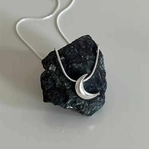 925 Sterling Silver Necklaces, Moon, fashion jewelry & for woman, Length:Approx 45 cm, Sold By PC