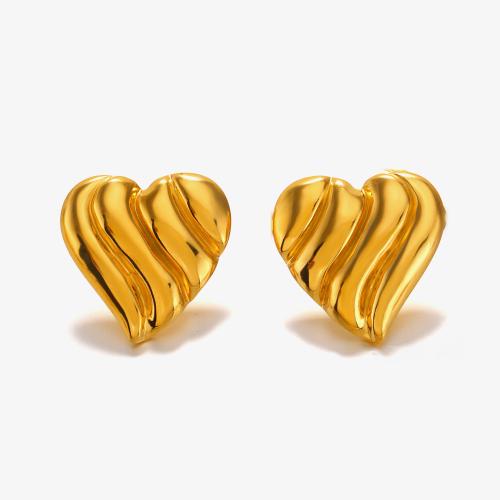 Stainless Steel Stud Earrings, 304 Stainless Steel, Heart, fashion jewelry & for woman, 24x25mm, Sold By Pair