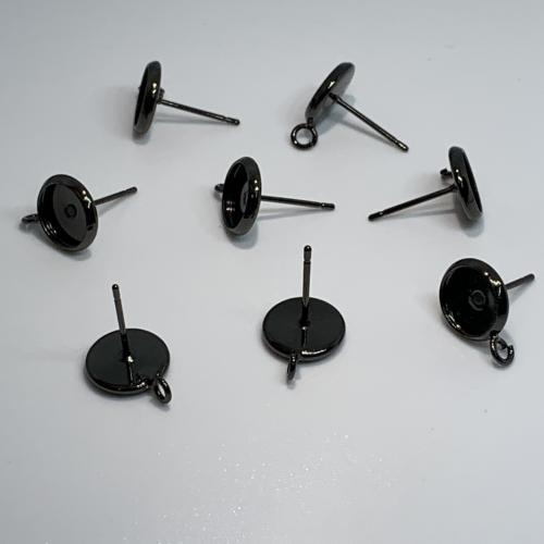 Brass Earring Stud Component, gun black plated, DIY & different size for choice, Approx 100PCs/Bag, Sold By Bag