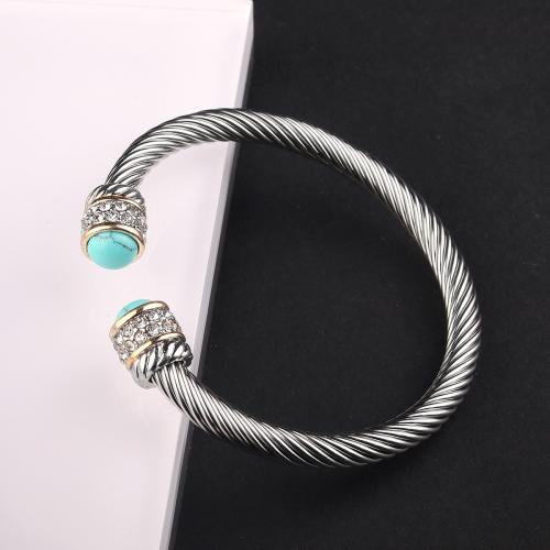 Stainless Steel Bangle, 304 Stainless Steel, with Gemstone, fashion jewelry & different styles for choice & for woman, Sold By PC