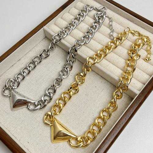 Collier de bijoux en alliage de zinc, avec 9cm chaînes de rallonge, triangle, bijoux de mode & pour femme, plus de couleurs à choisir, Longueur Environ 45 cm, Vendu par PC