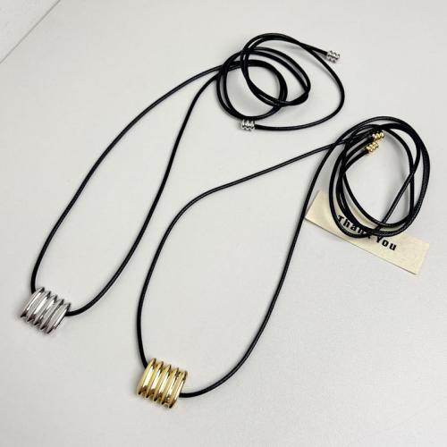 Tibetan Style Sweater Chain Necklace, with leather cord, fashion jewelry & for woman, more colors for choice, Length:Approx 115 cm, Sold By PC