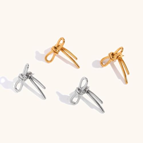 Stainless Steel Stud Earrings 304 Stainless Steel Bowknot Vacuum Ion Plating fashion jewelry & for woman Sold By Pair