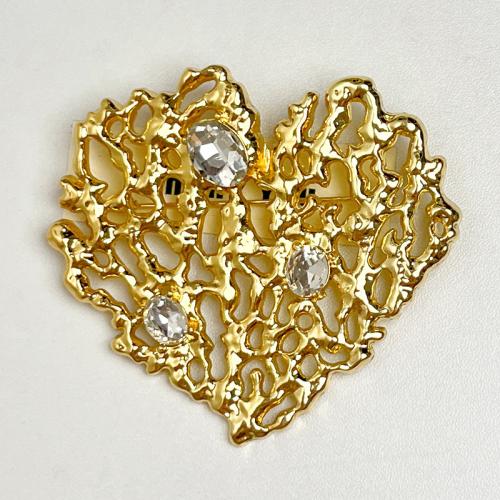 Zinc Alloy Brocher, Heart, mode smykker & for kvinde & med rhinestone, flere farver til valg, 81x74mm, Solgt af PC