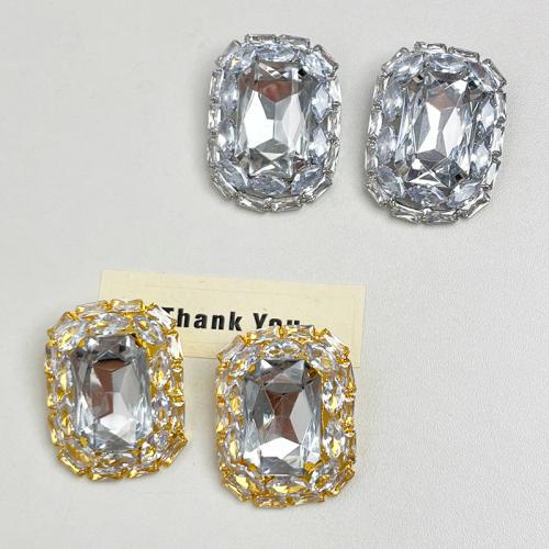 Zinc Alloy Stud Earring fashion jewelry & for woman & with rhinestone Sold By Pair